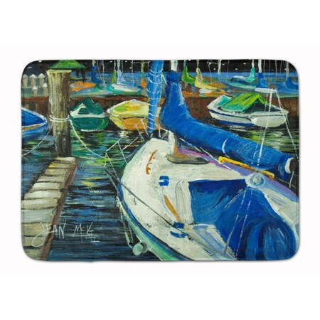 Carolines Treasures Night on the Docks Sailboat Machine Washable Memory Foam Mat JMK1031RUG